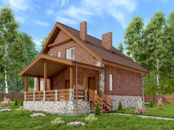 Одноэтажный дом с мансардой, террасой и комнатой отдыха